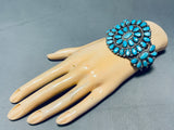 Museum Vintage Native American Navajo Turquoise Teardrop Sterling Silver Bracelet Old-Nativo Arts