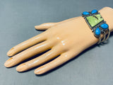 So Unique Vintage Native American Navajo Turquoise Gaspeite Sterling Silver Bracelet-Nativo Arts