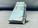Gigantic Native American Navajo Inlay Turquoise Sterling Silver Huge Trapezoid Ring-Nativo Arts
