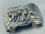 Wolfpack Detailed Native American Navajo Handmade Sterling Silver Bracelet Cuff-Nativo Arts