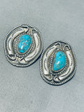 40 Grams Quality Vintage Native American Navajo Clip On Turquoise Sterling Silver Earrings-Nativo Arts