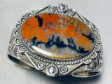 One F The Most Ornate Vintage Native American Navajo Petrified Wood Sterling Silver Bracelet-Nativo Arts
