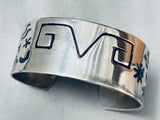 Thick Vintage Southwest Sterling Silver Geomtric Bracelet-Nativo Arts