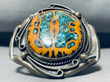 Gasp! Walnut Wood Inlaid Turquoise Vintage Native American Navajo Sterling Silver Bracelet-Nativo Arts