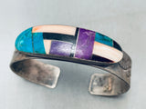 One Of The Most Unique Vintage Native American Navajo Inlay Turquoise Sterling Silver Bracelet-Nativo Arts