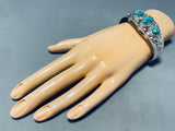 Signed Native American Navajo Carico Lake Turquoise Sterling Silver Bracelet-Nativo Arts