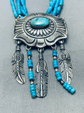 One Of The Finest Vintage Native American Navajo Turquoise Sterling Silver Necklace-Nativo Arts