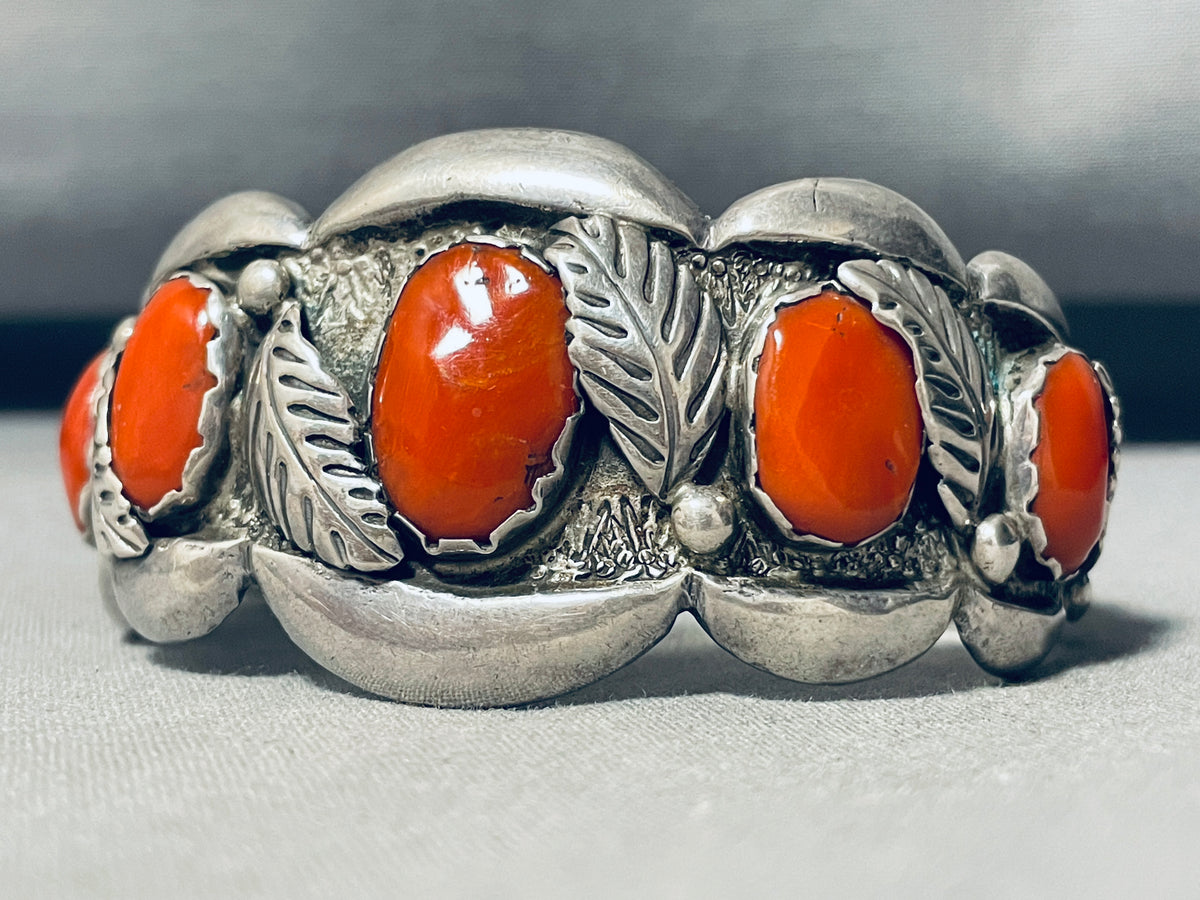 You Don't See Coral Like This Anymore! Chunks Vintage Navajo Sterling ...