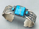 Superior Vintage Native American Navajo Squared Turquoise Sterling Silver Bracelet-Nativo Arts
