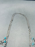 Cutest Vintage Native American Navajo Charm Turquoise Sterling Silver Dangling Necklace-Nativo Arts