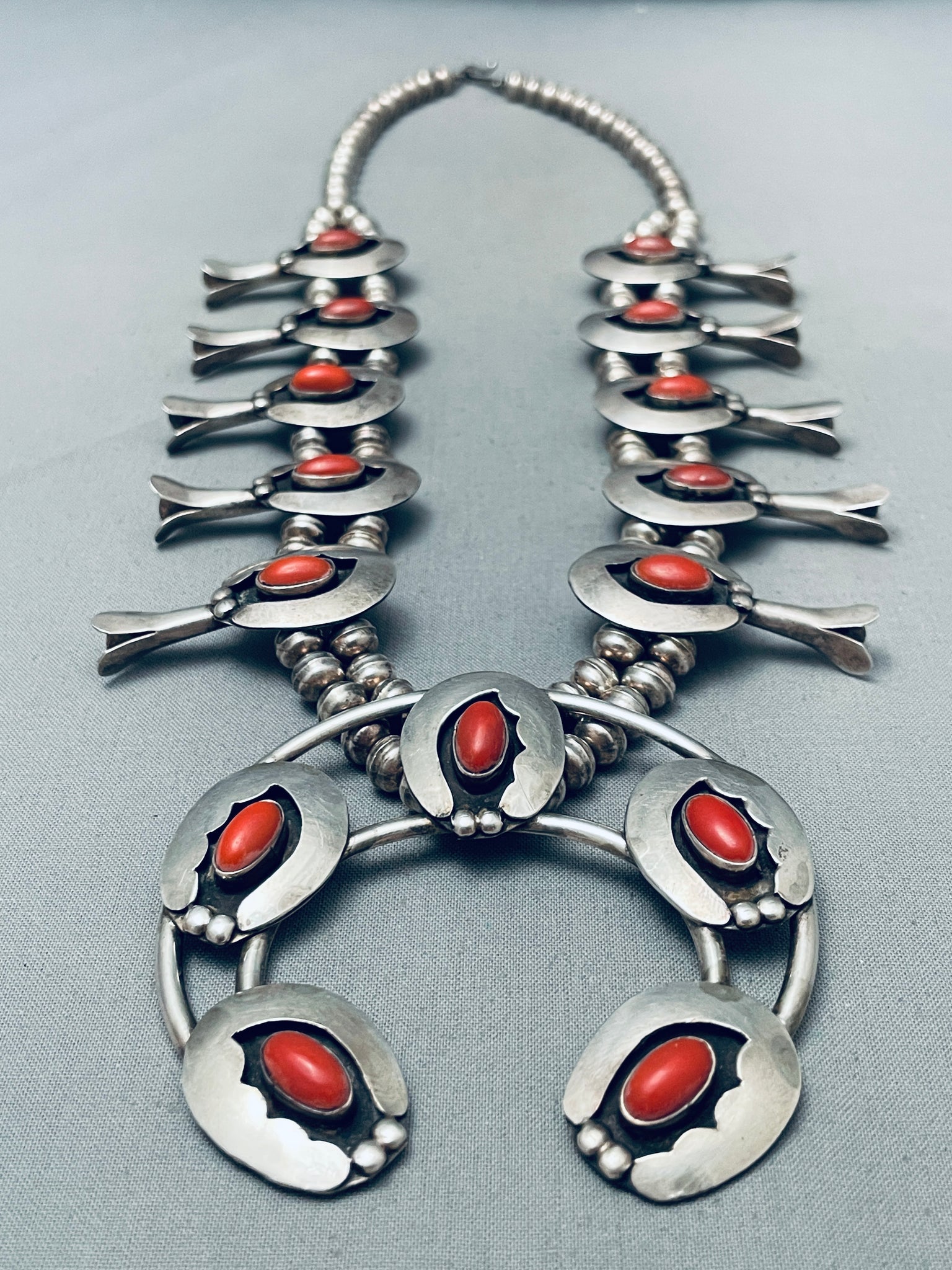 Fab Authentic Vintage Native American Navajo Coral Sterling Silver