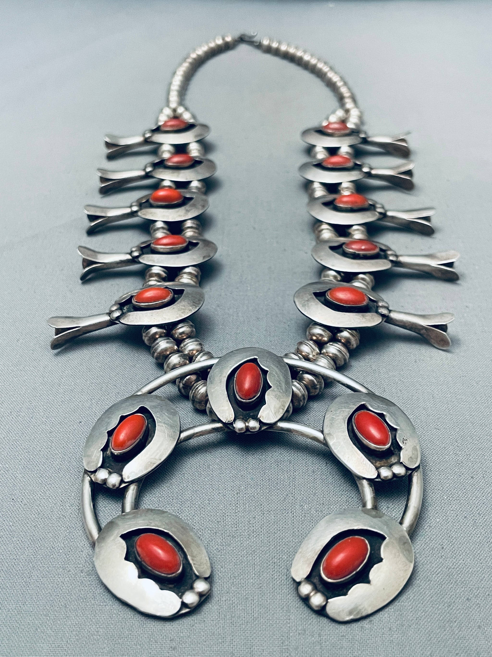 Fab Authentic Vintage Native American Navajo Coral Sterling Silver