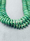 Green Turquoise Disc Vintage Native American Navajo Heishi Sterling Silver Necklace-Nativo Arts