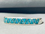 Sparkling Vintage Native American Navajo Turquoise Chip Inlay Sterling Silver Bracelet-Nativo Arts