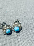 Marvelous Vintage Native American Navajo Sleeping Beauty Turquoise Sterling Silver Earrings-Nativo Arts