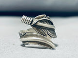 Signed Vintage Native American Navajo Sterling Silver Feather Ring-Nativo Arts