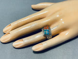 Marvelous Vintage Native American Navajo Blue Gem Turquoise & Coral Sterling Silver Ring-Nativo Arts
