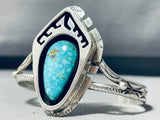 Herb Platero Vintage Native American Navajo Carico Lake Turquoise Sterling Silver Bracelet-Nativo Arts