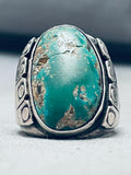 Huge Heavy 37 Grams Vintage Native American Navajo Cerrillos Turquoise Sterling Silver Ring-Nativo Arts