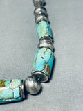 The Best Vintage Native American Navajo Turquoise Inlay Sterling Silver Tubule Necklace-Nativo Arts