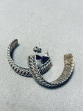 Traditional Vintage Native American Navajo Sterling Silver Rope Hoop Earrings-Nativo Arts