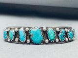 Important Early 1900's Ingot Silver Turquoise Bracelet Cuff-Nativo Arts