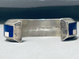 One Of The Best Vintage Native American Navajo Midnight Lapis Sterling Silver Bracelet Inlay-Nativo Arts