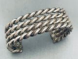 Heavy Thick Ropes Vintage Native American Navajo Sterlingn Silver Bracelet-Nativo Arts