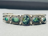 Important Tommy Yazzie Vintage Native American Navajo Damale Turquoise Sterling Silver Bracelet-Nativo Arts
