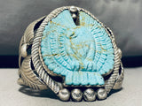 Huge Hand Carved Eagle Turquoise Sterling Silver Bracelet-Nativo Arts