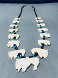 Native American Buffalo Love Vintage Santo Domingo Hand Carved Sterling Silver Necklace-Nativo Arts