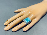 larson lee Native American Navajo Carico Lake Turquoise Sterling Silver Ring Signed Larson Lee-Nativo Arts