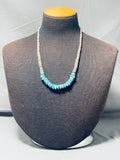 Native American Elegant Vintage Santo Domingo Blue Gem Turquoise Sterling Silver Necklace-Nativo Arts