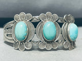 Sky Blue Turquoise Vintage Native American Navajo Sterling Silver Bracelet-Nativo Arts