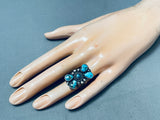 One Of The Best Vintage Native American Navajo Teardrop Turquoise Sterling Silver Ring-Nativo Arts