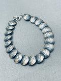 Unique Native American Navajo Sterling Silver Handstamped Signed Bracelet-Nativo Arts