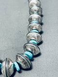 Gasp! 189 Gram Native American Navajo Turquoise Sterling Coin Silver Signed Necklace-Nativo Arts