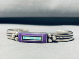 Cute And Gorgy!! Vintage Native American Navajo Sugilite Opal Sterling Silver Inlay Bracelet-Nativo Arts