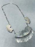 One Of The Finest Vintag Native American Zuni Turquoise Sterling Silver Dangling Necklace-Nativo Arts