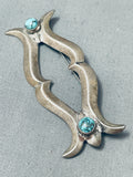 Marvelous Vintage Native American Navajo Turquoise Sterling Silver Pin-Nativo Arts