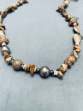 Incredible Vintage Native American Navajo Animal Sterling Silver Brown Stone Necklace-Nativo Arts