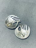 Important Amazing Vintage Native American Hopi Sterling Silver Earrings-Nativo Arts