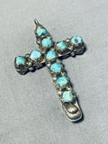 Reversible Vintage Native American Zuni Blue Gem Turquoise Sterling Silver Cross Pendant-Nativo Arts