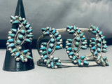 One Of The Best Early Vintage Native American Zuni Turquoise Sterling Silver Bracelet Ring Set-Nativo Arts