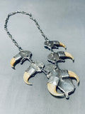 One Of The Best Vintage Native American Navajo Urquoise Sterling Silver Squash Blossom Necklace-Nativo Arts