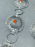 Authentic Native American Navajo Coral Sterling Silver Concho Belt-Nativo Arts