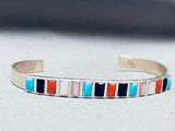 Amazing Vintage Native American Navajo Turquoise Inlay Sterling Silver Bracelet-Nativo Arts