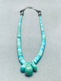Native American Very Rare Early Vintage Santo Domingo Turquoise Heishi Sterling Silver Necklace-Nativo Arts