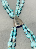 One Of The Best Vintage Native American Navajo Blue Gem Turquoise Sterling Silver Necklace-Nativo Arts