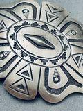 Hem Brown Vintage Native American Navajo Heavy Detailed Sterling Silver Buckle-Nativo Arts